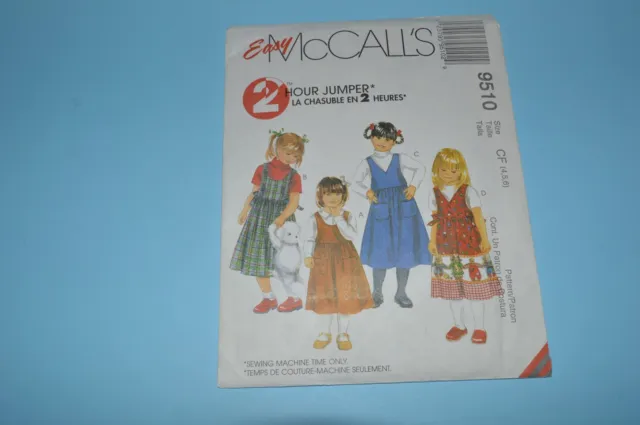 McCall 9510 2 hour Jumpers 1998 (c)  New vintage UNCUT FREE SHIP US