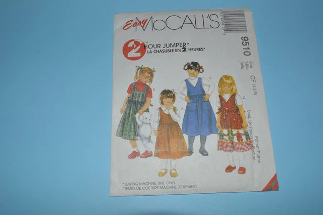 McCall 9510 2 hour Jumpers 1998 (c)  New vintage UNCUT FREE SHIP US