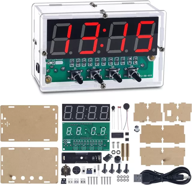 4DIGIT RECHARGEABLE DIGITAL Clock SMT DIY Kit Electronics Soldering
