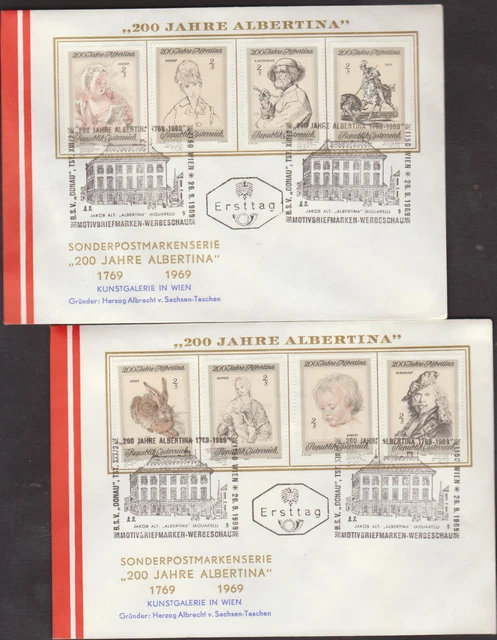 2 schöne Österreichische Ersttagbriefe , mit Satz: Albertina