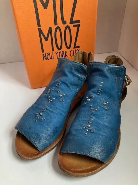 Miz Mooz Blue Leather Boho Sandals Size 39