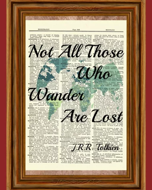 JRR Tolkien Dictionary Art Print Book Map Traveler Picture Poster Vacation Gift