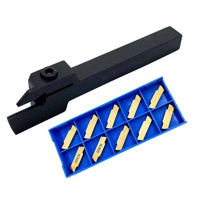 MGEHR1010-2.5 10mm CNC External Cut-Off Grooving Tool Holder + 10Pcs MGMN250-M