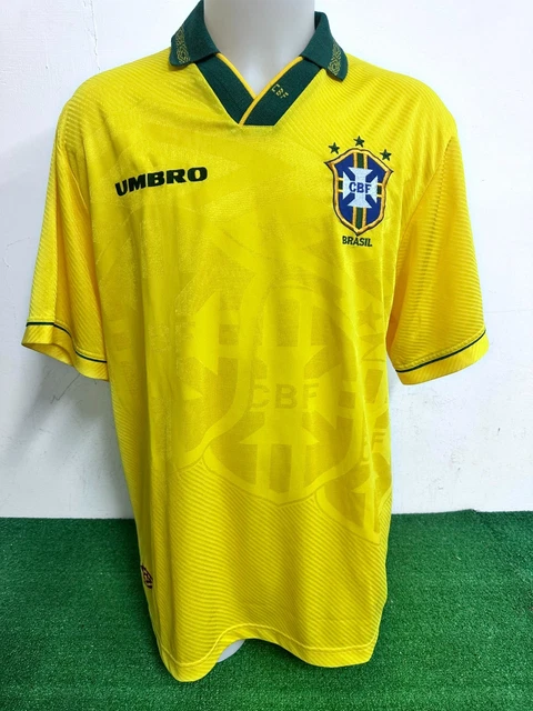 Maillot Vintage Brésil 1994-1995 VETTOR, Domicile Jaune, N°15, Manches Courtes, Homme