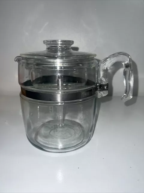 Vtg Metal Coffee Pot Percolator Stove Top Cardella Break No More Green Glass
