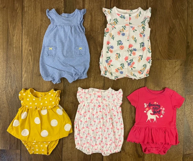 Carters Baby Girl Clothes Lot 3 Mo Rompers Outfits 1 PC Bundle Amazing Girl