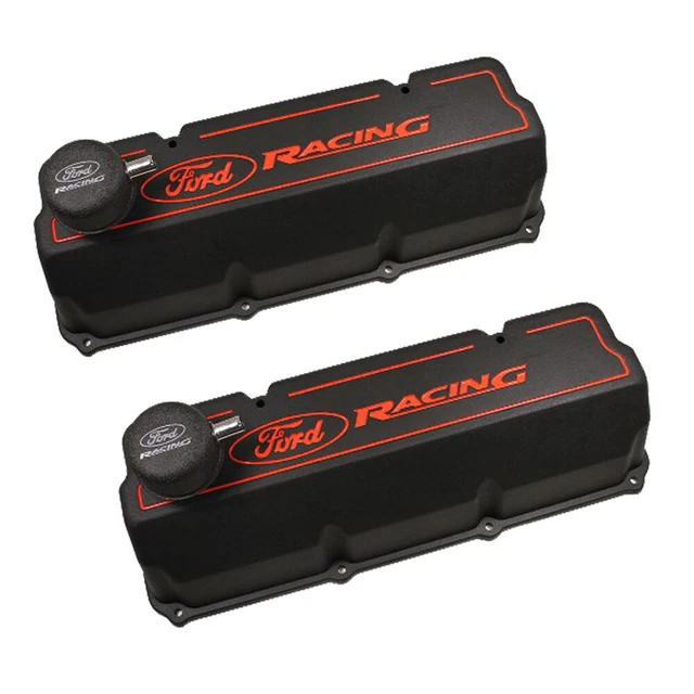 FORD M-6582-Z351B 351C Aluminum Valve Cover Set - Black Finish