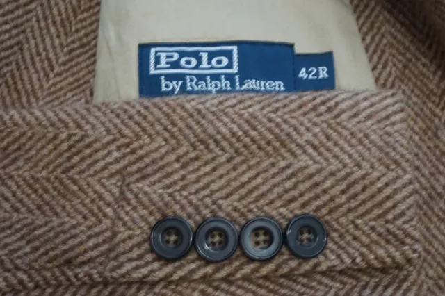 Polo Ralph Lauren Brown Herringbone Tweed Belted Half Norfolk Jacket Coat Sz 42R