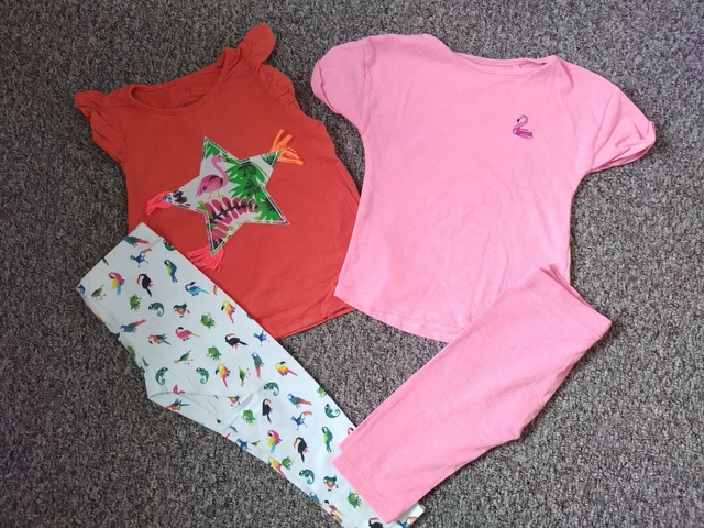 Pacchetto abiti fenicotteri per ragazze top e leggings Next & TU 4-5 anni
