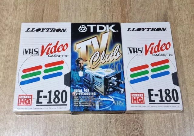 TDK TV Club 240 VHS Blank Video Cassette Tape 2x Lloytron E-180 Tapes New Sealed