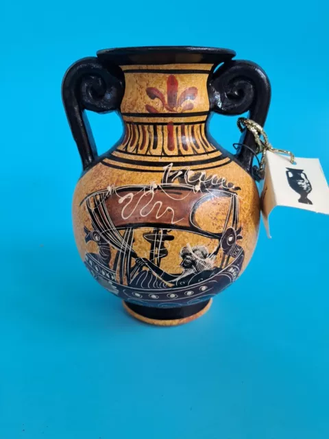 Griechische im Antikstil Keramik Vase Greek Copy Handmade Schwarz H= 13,5cm