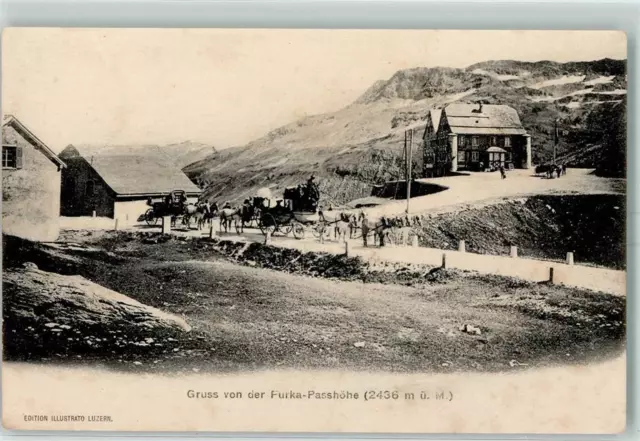 10395902 - Furkapass Furka Passhoehe Pferdekutschen Postkutschen Uri UR, Berge,