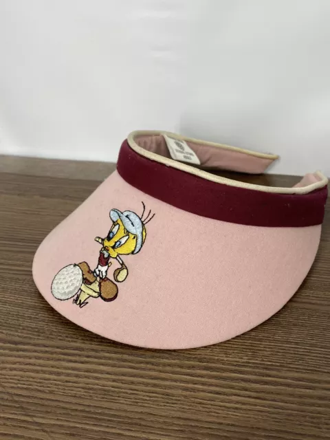 Vintage 90’s Warner Bros Looney Tunes Tweety Bird Visor Hat 1997 Pink Rare