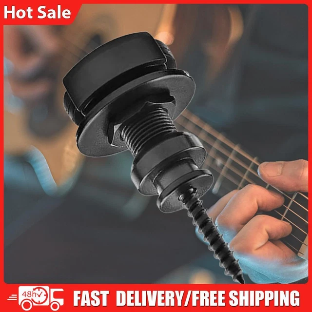2 Pcs Guitar Strap Locks with Mounting Screws Security Strap Lock (Black)