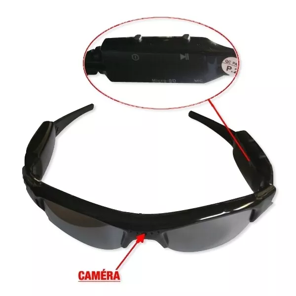 Lunettes de soleil camera espion espionnes noires 3