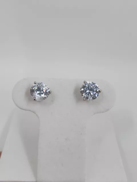 Diamonart Sterling Silver 4 CT. T.W. Cubic Zirconia Round Stud Earrings