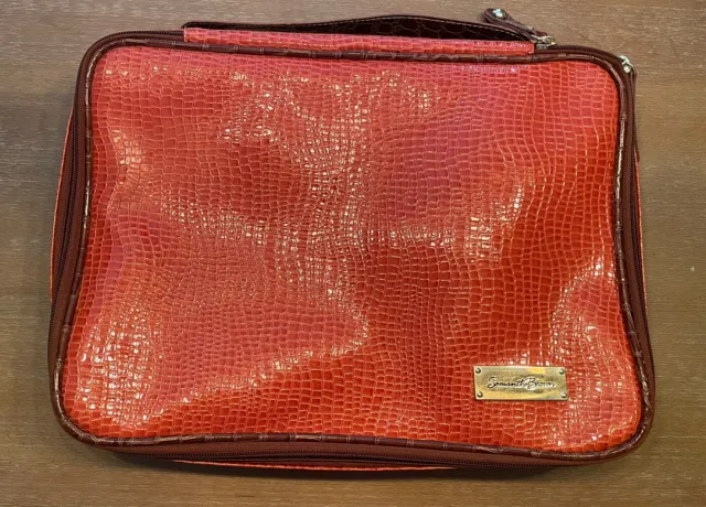 Samantha Brown Croc Embossed Orange Makeup Bag  Travel Case Organizer Toiletry