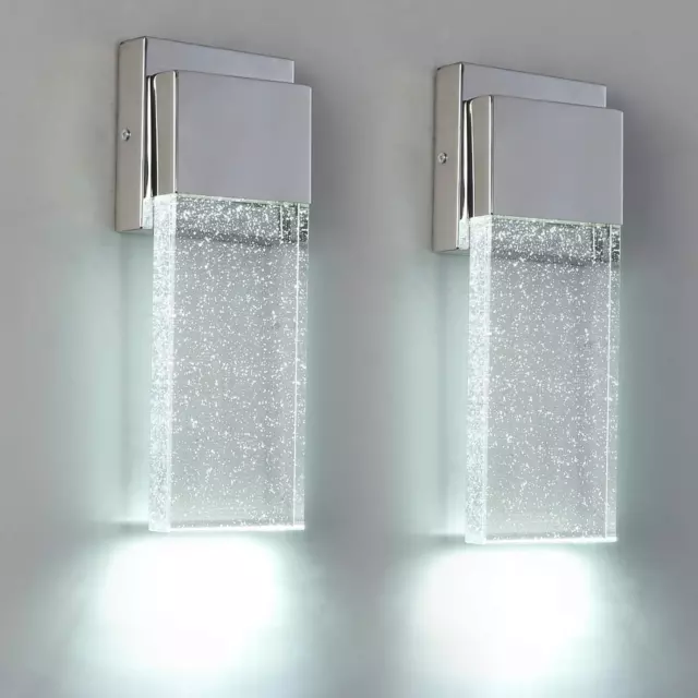 Outdoor Wall Sconce 2 Pack,Wall Light Fixture in Chrome Finished