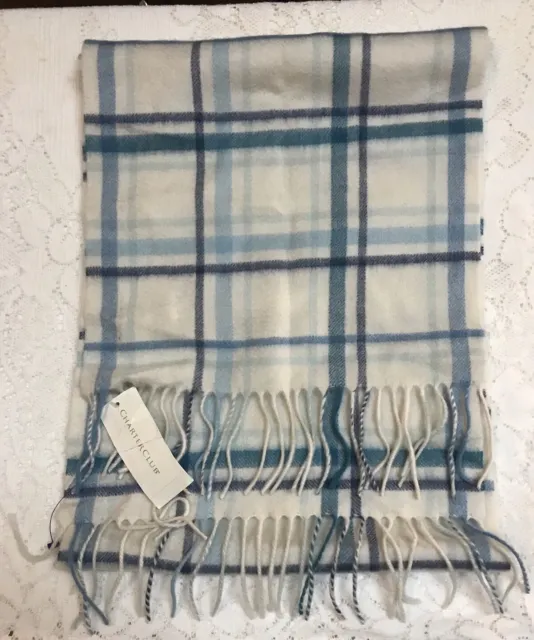 Charter Club 100% Cashmere Oblong Plaid Scarf W/ Fringe