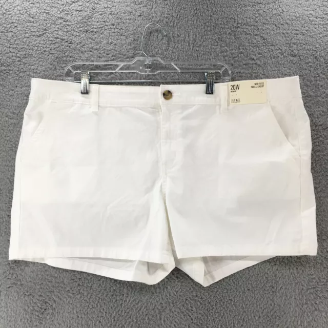 Ana Mid Rise Twill Mom Shorts Womens 20 W Actual 44x4 White Slash Pockets NEW