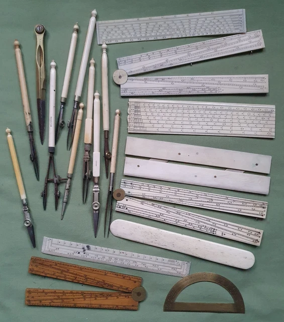 COLLECTION OF ANTIQUE Drawing Instruments, Rulers etc £104.68 - PicClick UK