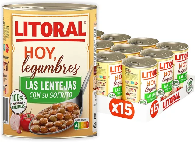 Lenticchie LITORAL Hoy legumi lattine in scatola 15 x 425 g NUOVE MHD 30/11/25