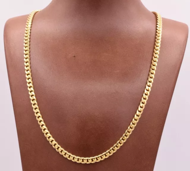 5mm Miami Cuban Chain Necklace Solid Yellow Gold-Plated Sterling Silver 925