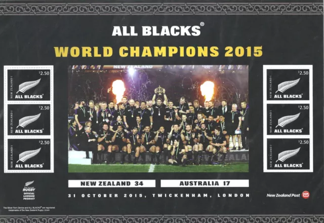 New Zealand - 2015 RWC World Champions -  $15.00 Miniature Sheet MNH