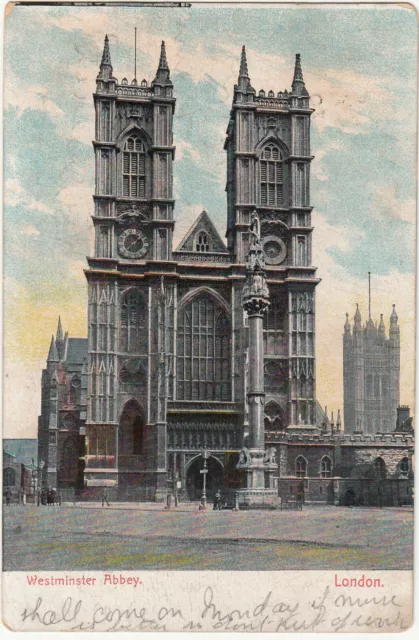 EDVII Postcard, Westminster Abbey; Chester Station Office-Northwich, 20 Apr 1907