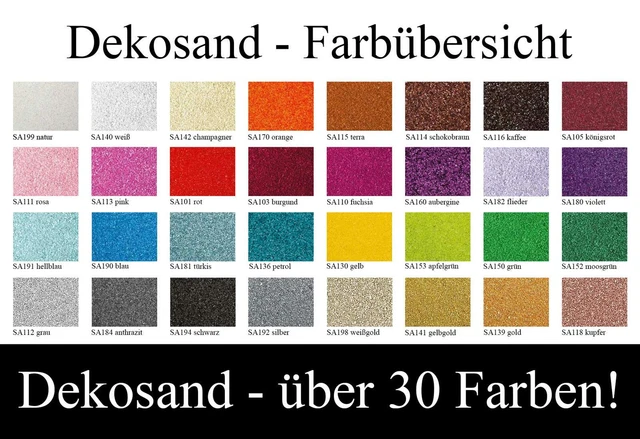 Dekosand im 1 kg Beutel von Eurosand - 30 verschiedene Farben - Farbsand
