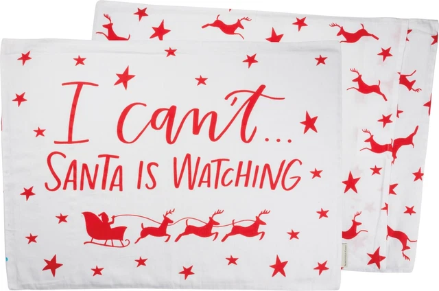 Funda de almohada estándar estándar I Cant Santa is Watching with Reneer para vacaciones de Navidad