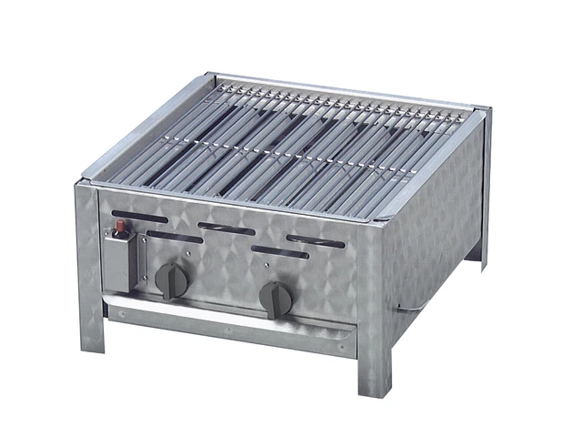 Partygrill Gastrobräter Gasgrill Edelstahl 2 flammig mit Rost 48 x 53 x 27 Grill