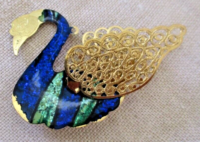 Grande Broche Vintage – Sceptre émail Cloisonné Or, état Parfait