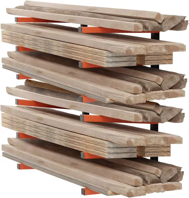 2pcs/4pcs Lumber Storage Wood Organizer Wall Mounted Metal Rack with 3 Level AU 2
