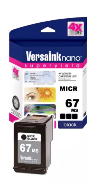 VersaInk HP 67 MS MICR Black Ink Cartridge for Check Printing NEW