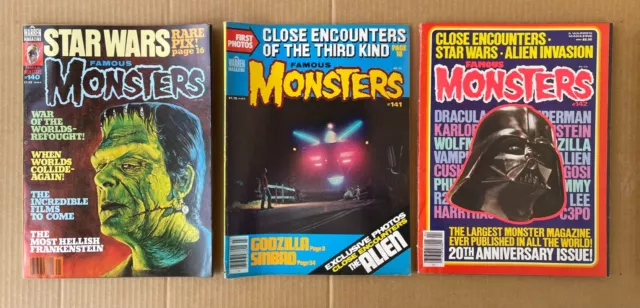 1978 Famous Monsters Of Filmland 3 Magazine Lot #140-#142 Frankenstein Star Wars