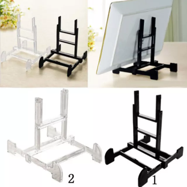 Black/ Clear Display Easel Plate Stand Bowl Picture Frame Photo Pedestal Holder