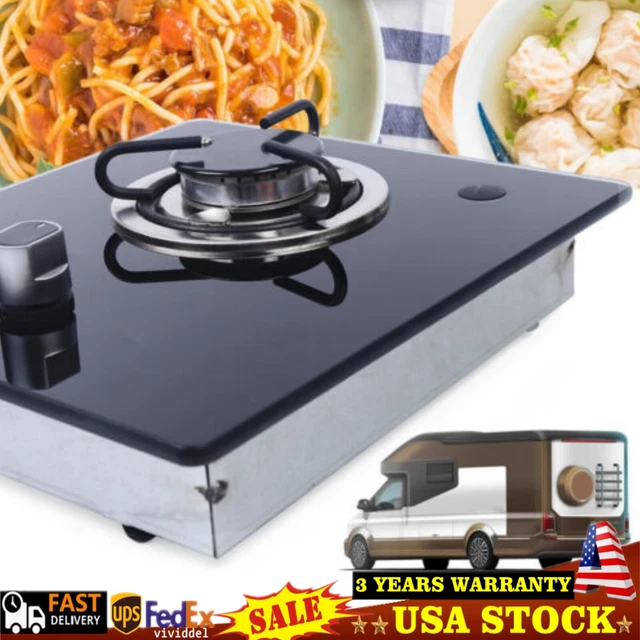 1 BURNER LPG Gas Stove Hob Tempered Glass Black For Boat Caravan RV