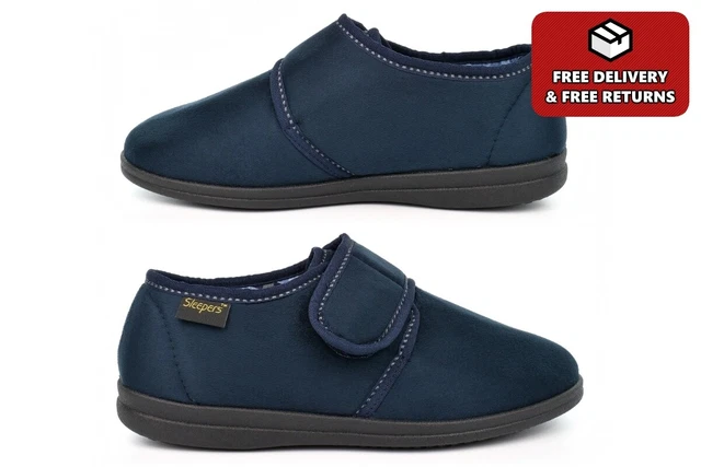 Pantofole da uomo in memory foam pantofole con chiusura touch blu navy taglia 6-14