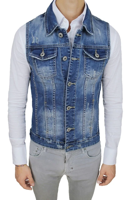 GIUBBOTTO SMANICATO DI Jeans uomo giacca denim senza maniche