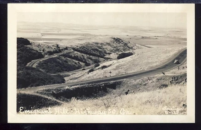 RPPC Real Photo Postcard VTG Emigrant Hill, Highway 30, Oregon OR