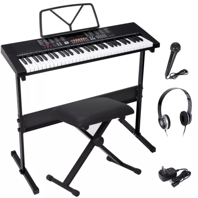 61 KEY ELECTRONIC Keyboard Piano Organ with Microphone Stand Stool