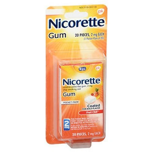 Nicorette Nicotine Polacrilex Gum Fruit Chill 20 Chacun