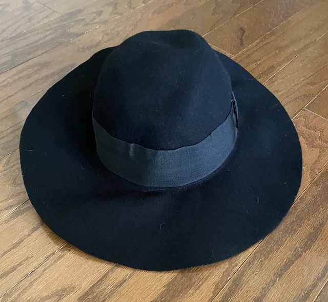 HIPPIE HAT GIRL Black Floppy Hat 60s 70s Halloween Costume Accessory