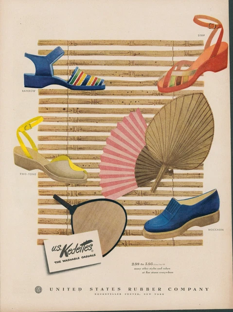 1950 US Kedettes Rubber Company Washable Shoes Sandals Fans Vintage Print Ad L7