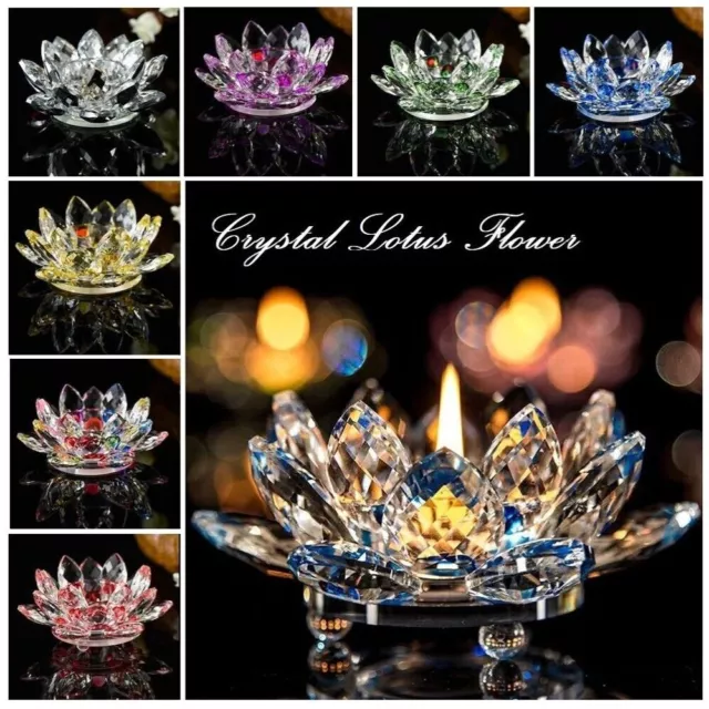 Desktop-Schmuck Kerzenhalter Lotusblume Klares Kristallglas Kerzen ständer