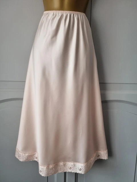 Mezza Slip Donna Vintage Marks&Spencer L In Poliestere Satinato Liquido Pesca Taglia 14