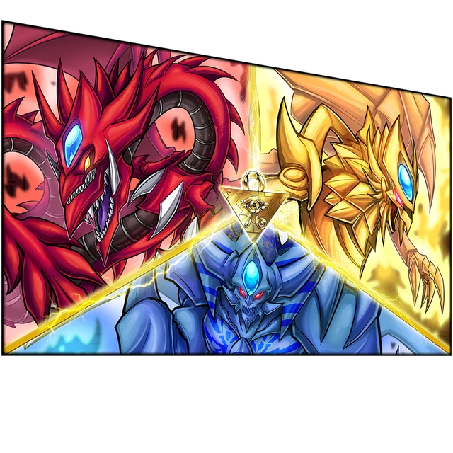 YUGIOH PLAYMAT EGYPTIAN God Cards V3 Slifer, Ra, Obelisk NEW & Original Packaging Mat £26.66