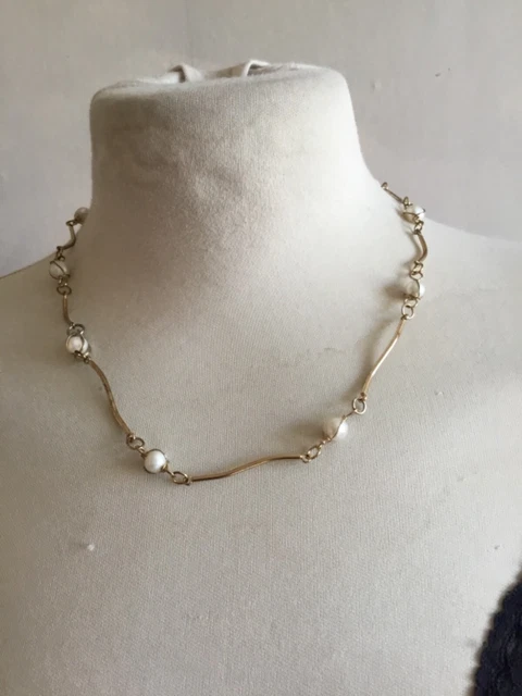 Collier Ancien En Camée Ange Avec Perles D'eau Douce Et Vermeil - Modèle 2 Rangs, Occasion