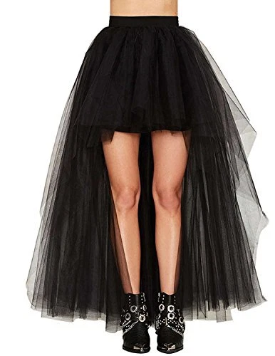 MisShow Womens Hi-Lo Long Tutu Tulle Bustle Skirt Elastic Waist Festival Party